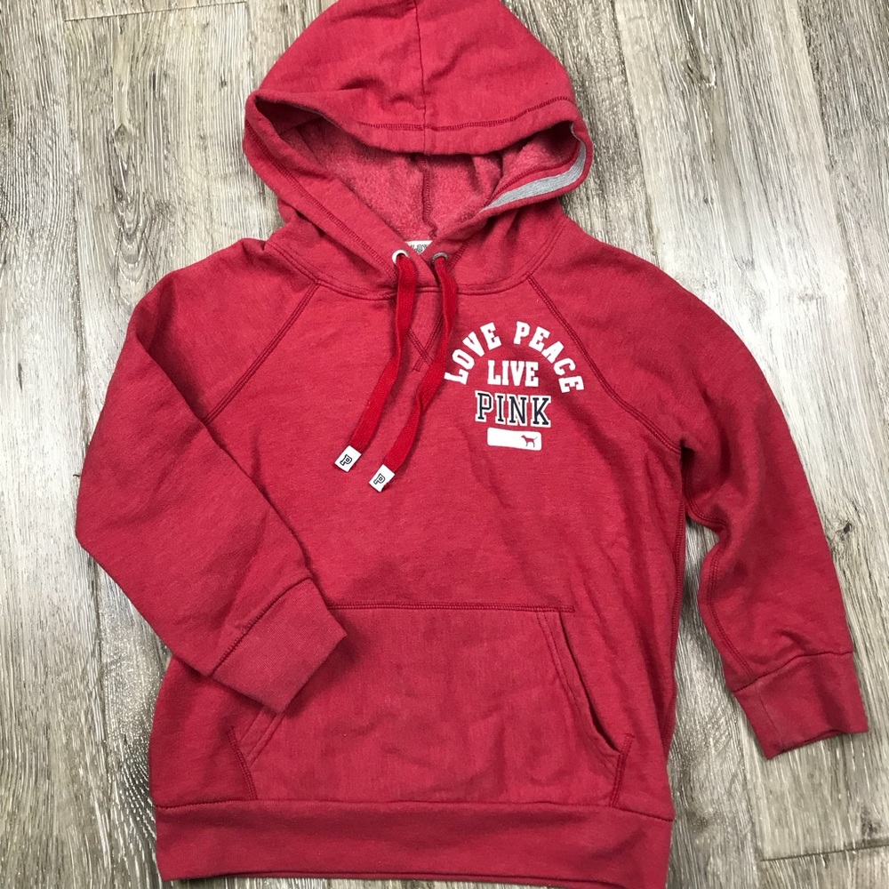 Pink Victoria’s Secret Love Peace Live Hoodie C7